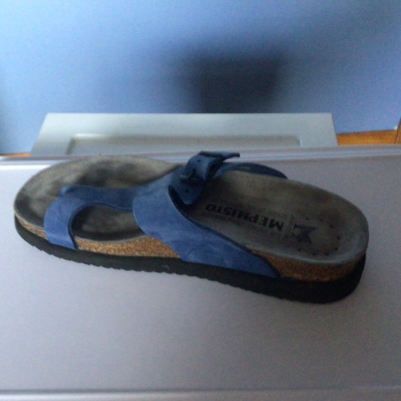 Blue suede Mephisto Helen Sandals size 37 - Picture 7 of 12